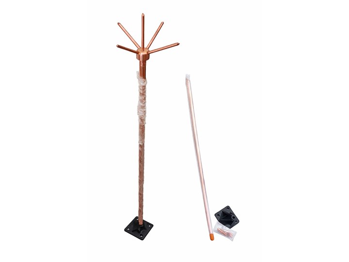 Copper-bonded rooftop lightning arrester for solar systems